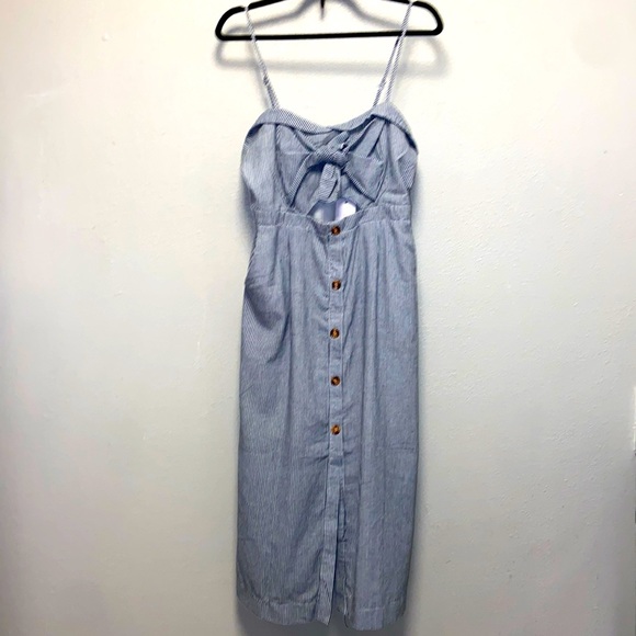 White Closet Dresses & Skirts - White Closet Navy White Ticking Sweetheart Neckline Nautical Midi Sundress